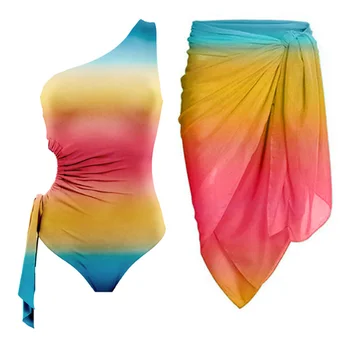 Moterų maudymosi kostiumėlį su Sijonu Holiday Beach Suknelė Dizaineris Maudymosi Kostiumą, Vasarą Naršyti Dėvėti Gradientas maudymosi Kostiumėliai