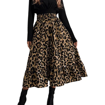 Moterų Midi Sijonas Suaugusiųjų Leopard/ Gėlių Spausdinti Aukštos Juosmens Pynimas Sijonas Vasaros Suknelė Moterims S/M/L/XL