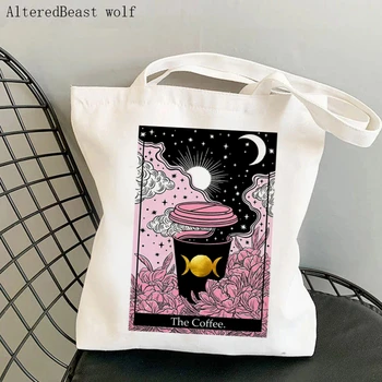 Moterų Pečių Maišą Vaivorykštė Magija, Saulės ir Mėnulio Taro kortų witchy Drobė Maišelis Harajuku Shopper Bag mergina rankinėje Lady tote Bag