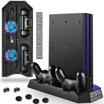 Nauja PS4 Slim Žaidimų Konsolę Vertikalus Stovas Aušinimo Ventiliatorius Sony Playstation Slim 4 / Pro Su 2 Valdytojas Įkrovimo Stotis