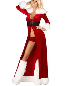 nauja Seksuali aukštos kokybės Kalėdos Suaugusių Moterų Santa Cosplay Kostiumų Raudonas mantijas Fancy Dress kodas Kalėdų Kostiumai Moterims