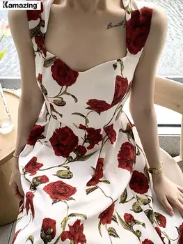 Nauja Vasaros Moterims, Elegantiškas Bakas Midi Rose Suknelė Ponios Mados Atostogų Šalis Bodycon Drabužiai
