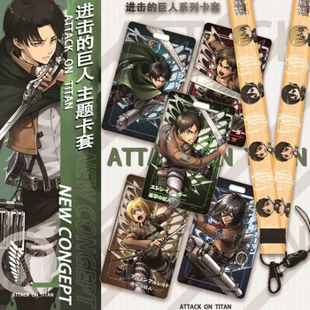 Naujas Atvykimo Didmeninė 110*70mm Anime Ataka Titan Eren Mikasa Virvelę ID Kortelės Ženklelis Laikiklį Su Keychain paketų prižiūrėtojų raktinę Dovana