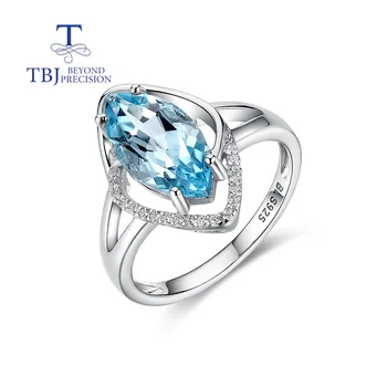 Naujas Mados dizaino Dangus Mėlynas Topazas MQ 7*kaip 14mm natūralus akmuo žiedai 925 sterlingas sidabro bauda papuošalai moterims