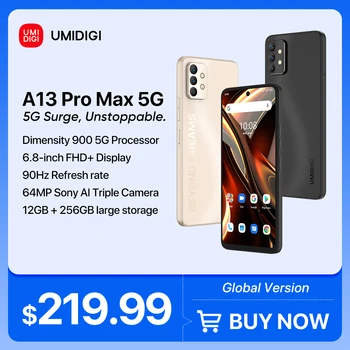 Naujas UMIDIGI A13 Pro Max 5G Išmanųjį telefoną, Dimensity 900, 12 GB+256 GB, 64MP Triple Kamera, 6.8