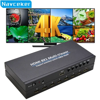 Navceker HDMI suderinamus Multiviewer 4K 4 8 1 Iš 1080P Quad Ekranas Multi Viewer HDMI Multi-Viewer Sklandų Jungiklis su ir SPINDULIŲ