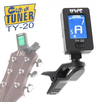 Nešiojamų Clip-on Guitar Tuner dviejų Spalvų Apšvietimą su Moneta Baterija Chromatines Gitara, Bosinė Ukulėle Smuikas