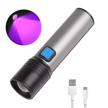 Nešiojamų LED UV Žibintuvėlis Ultravioletinių spindulių Žibintuvėlis Mini Juodas UV Šviesos Augintinio Šlapimo Dėmes Detektorius Skorpionas Medžioklės Nešiojamą USB Šviesos