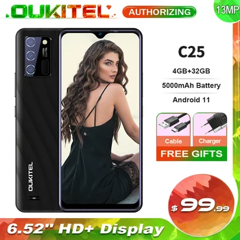 OUKITEL C25 Android 11 mobilusis telefonas, 4GB+32GB Išmanųjį telefoną 6.52