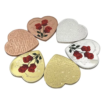 Pagal užsakymą Pagaminti trijų spalvų, aš TAVE MYLIU, Metalo Love Token Souenir šilumos formos monetos rose metalo amatų dovanų mėgėjams valentino pateikti