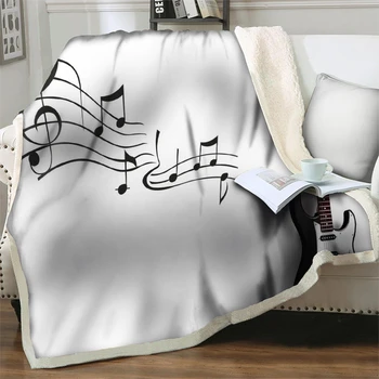 Paprastas Muzikos Notacija 3D Spausdinimo Pliušinis Mesti Pledai Lovos, Sofos, Kėdės Paauglių Patalynės Minkštas Šiltas Kelionės Iškylą Antklodė Lašas Laivybos