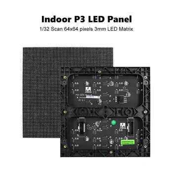 Patalpų HD P3 SMD Spalvotas LED Ekranas, Modulis 64x64 Pikselių, 3-in-1 RGB 192*192mm