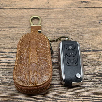 Pirmojo sluoksnio natūralios odos klavišą maišelis automobilio raktas atveju prabanga įspausti key chain bag