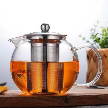 Plieno skylėtas stiklo arbatinukas nerūdijančio plieno filtras burbulas arbatinukas karščiui atsparaus gėlių, arbatos namų 