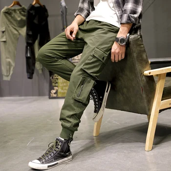 Plus Size Multi-Kišenės, Krovinių Kelnės Vyrams Streetwear Baggy Jogger Kelnes Kulkšnies Ilgis Haremo Kelnės 6XL 7XL 8XL