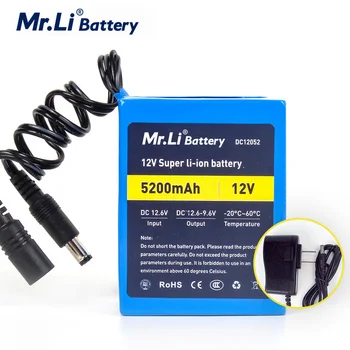 Ponas Li Recargable 12V 5200mah Baterija, Li-ion 18650 Baterija VAIZDO kamera Su 1A Įkroviklis