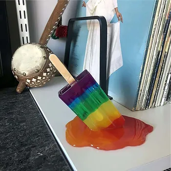 Pranešk apie netikrą Lydymosi Popsicle Skulptūra Dervos Papuošalai Juokingas Cool Vasaros Saldainis Popsicle Amatų Namų Dekoro Stalai Stalai