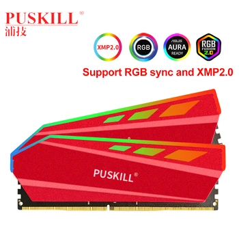 PUSKILL Memoria RGB DDR4 RAM 3200MHZ CL16 8GB 16GB 32GB XPM2.0 Šilumos Kriaukle UDIMM Dual Channel Darbalaukio Atmintis