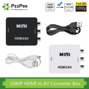 PzzPss HDMI suderinamus RCA Konverteris AV/CVSB L/R Vaizdo Box HD 1080P 1920 * 1080 60Hz HDMI2AV Parama NTSC PAL Išėjimo HDMIToAV