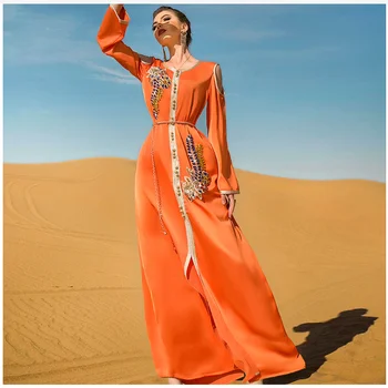 Ramadanas Eid Mubarakas Vakaro Suknelės Moterims Satino Abaja Dubajus, Saudo Turkijos Islamo Pakistano Musulmonų Ilga Suknelė Kaftan Skraiste Femme
