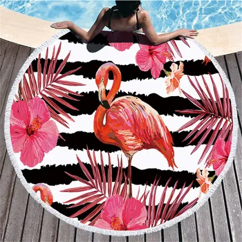 Rankšluosčių Paplūdimyje Rankšluosčių Skara Greitai Džiūstantis Plaukimo sporto Salė, Kempingas Didelis Apvalus Paplūdimio Rankšluostį Flamingo 3D Atspausdintas Paplūdimio Rankšluostį 04