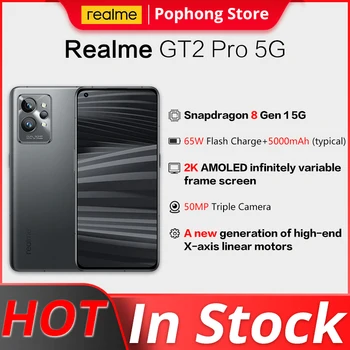 Realme GT 2 Pro 5G Mobiliojo Telefono 6.7 Colių 2K AMOLED Snapdragon 8 Gen1 Octa Core 65W SmartCharge 50MP Triple Kamera NFC