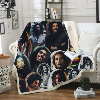 Reggae, Bob Marley Vilnos Antklodė 3D full spausdinti Nešiojami Antklodė Suaugusieji/vaikai Vilnos Antklodė lašas shippng stiliaus -2