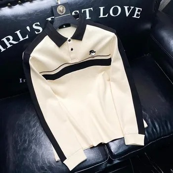 Rudenį Naujas Vyrų Golfo Drabužių verslo atsitiktinis atvartas polo marškinėliai ilgomis Rankovėmis Golfo Drabužiai Viršūnes Tee Korėja Mados joker Sportas T-shirt