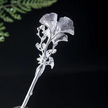 s925 Sterlingas sidabro šviesą vaikų senovės stilius paprastas senovės kostiumas Hanfu šukuosena staigius plaukų ginkgo gėlės filialas hai