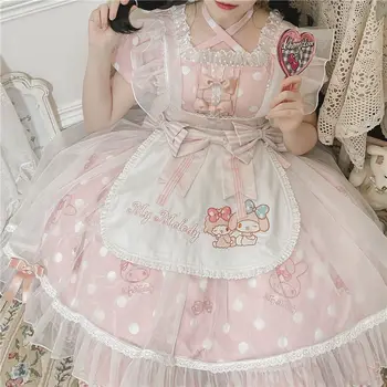 Saldus Lolita Dress Mielas Animacinių filmų Spausdinimo Japonijos Kawaii Princesė Lolita Dress arbatėlė Gotikos Suknelė Kawaii Suknelė Lolita OP Suknelė