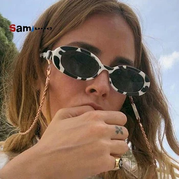 Samjune Ovalo formos Akiniai nuo saulės Moterims Prekės ženklo Dizaineris Rožinė 2018 Vintage Retro Saulės akiniai Rėmeliai Ponios Mažųjų Saulės Akiniai Oculos De Sol