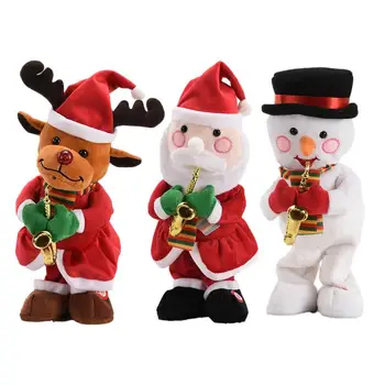 Santa Claus Sniego Pliušiniai Žaislai Kalėdų Pliušinis Lėlės Su Muzika Animacinis Įdaryti Elnių Mielas Dekoracija Kalėdų Šventė