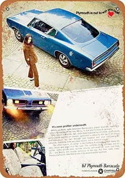 Sienos-Spalvotas 7 x 10 Metalo Ženklas - 1967 Plymouth Barracuda - Derliaus Išvaizdą 3