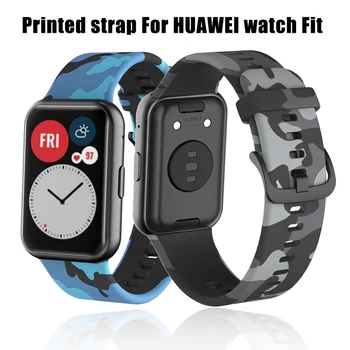 Silikono Dirželis Huawei Žiūrėti Tilptų Protingas Laikrodžiai Minkštas Sporto spausdinimo Vandeniui Juosta Watchband Apyrankę Priedai su įrankiu
