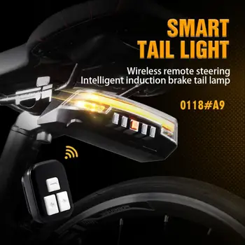 Smart Nuoma Posūkio Signalo Dviračių užpakalinis žibintas 2000mAh Protingas Dviračių Įkrovimo Galinis Žibintas Nuotolinio Valdymo pulto LED Įspėjamasis Žibintas