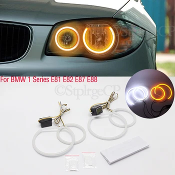 SMD medvilnės šviesos diodų (LED angel eyes balta ir geltona DRL rinkinys, Skirtas BMW 1 Serijos, E81 E82 E87 E88 Halogeninės Automobilių reikmenys