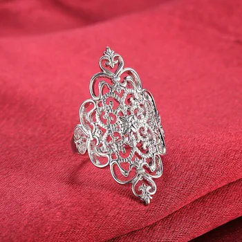 Spalva sidabro Gražus žiedas gana mados Vestuves GRAŽUS moterų retro Panele, Žiedas, papuošalų Klasikinė dovana