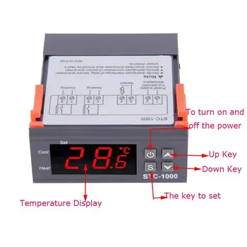 STC-1000 LED Skaitmeninis Temperatūros Reguliatorius Termostatas Thermoregulator Akvariumas Inkubatorius 220V Su Jutiklis Zondo Laidas