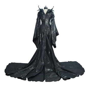 Suaugusiųjų Deluxe Maleficent Kostiumas Blogio Karalienė Cosplay Apranga Ponios Išgalvotas Suknelė Moterims Helovinas Šalis Cosplay Kostiumų skrybėlę