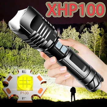 Super XHP100 Labiausiai Galingas LED Žibintuvėlis USB Įkraunamas LED Žibintuvėlis XHP90 Taktinis Žibintuvėlis XHP50 Vertus Lempos 18650 Blykstė