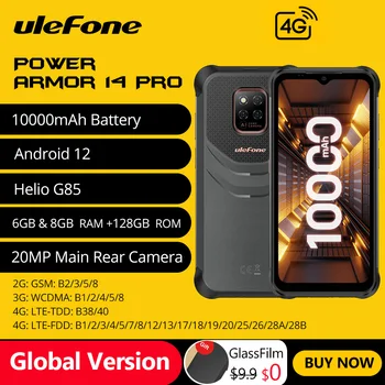 Tvirtas Telefonas Ulefone Power Armor 14 Pro 10000mAh Android 12 Mobiliuosiuose Telefonuose NFC Pasaulio 6GB RAM 128 GB ROM 2.4 G/5G WLAN Išmanųjį telefoną
