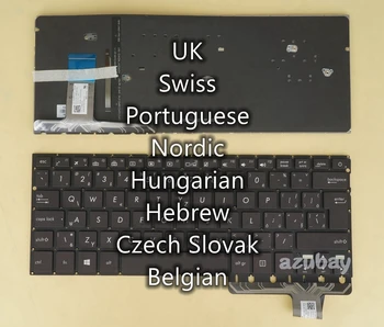 UK Šveicarijos, portugalijos Šiaurės vengrų, hebrajų, čekijos, slovakijos, Belgijos Klaviatūros ASUS ZenBook UX330CA 0KNB0-2601HU00, Apšvietimu