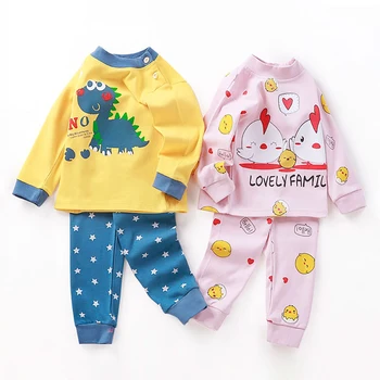 Vaikai, Kūdikis Sleepwear Pižamos Naktiniai Drabužiai Vaikams Homewear Naktiniai Drabužiai Visiškai Rankovėmis Medvilnės Baby Girls Cartoon Pižama Rinkiniai