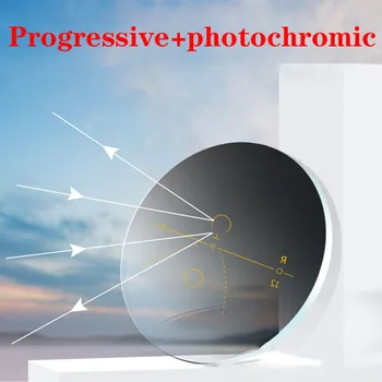 Vazrobe Progressive+photochromic Akinių Lęšių Multifocal 1.56 1.61 1.67 Stabdžių Mėlyna Šviesa Pakeisti Spalvą į Saulės Dervos Objektyvas