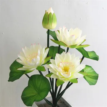 Vieną Netikrą Lotoso Gėlių Krūva Dirbtinis Lotus su Žalia Varlė Šilko Vandens Lelija 10 Stiebeliai už Vestuves Namų Dekoratyvinės Gėlės