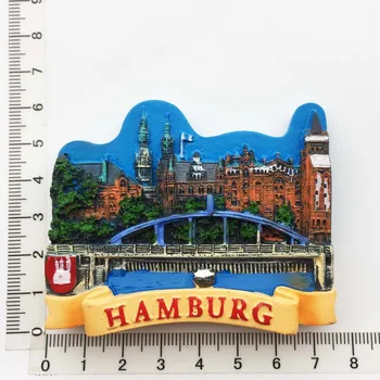 Vokietijos Hamburgo Kūrybinis Turizmas, Kraštovaizdžio Atminimo Dovana, Rankų darbo dažytos Amatų Magnetinis Lipdukas Šaldytuvas Magnetas