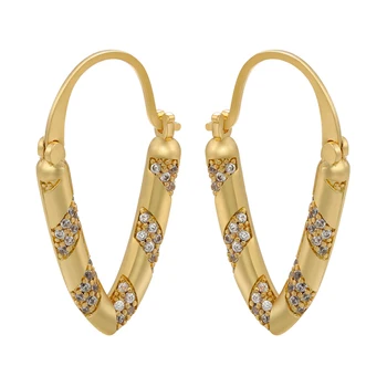 ZHUKOU NAUJŲ Kūrybinių aukso spalvos V formos hoopas auskarai CZ kristalų mažas hoopas auskarai moterims, Papuošalai didmeninė VE521
