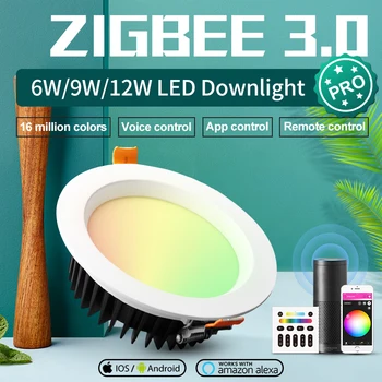 ZigBee 3.0 Pro 6W 9W 12W Smart WiFi RGBCCT Lubų Downlight Dirbti Su 