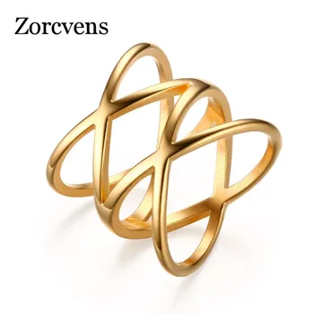 ZORCVENS 2022 Mados Fine Jewelry Europoje ir Amerikoje, Bohemija, Nerūdijančio Plieno, Dvigubas Kryžius Vestuviniai Žiedai Moterims