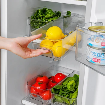 Šaldytuvas Organizatorius Dėžes ant kitos Šaldytuvas Maisto produktų Laikymo Dėžutė su Rankena skaidraus Plastiko Sandėliukas Maisto produktų Šaldymo, Virtuvės Stalčių Dėžutę